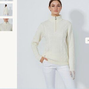 Daily Sports Ivory Cable LS Pullover Lined  Wool blend Size Small